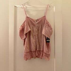 Lucky Brand Cold-Shoulder Lace Hem Top – XL – NWT